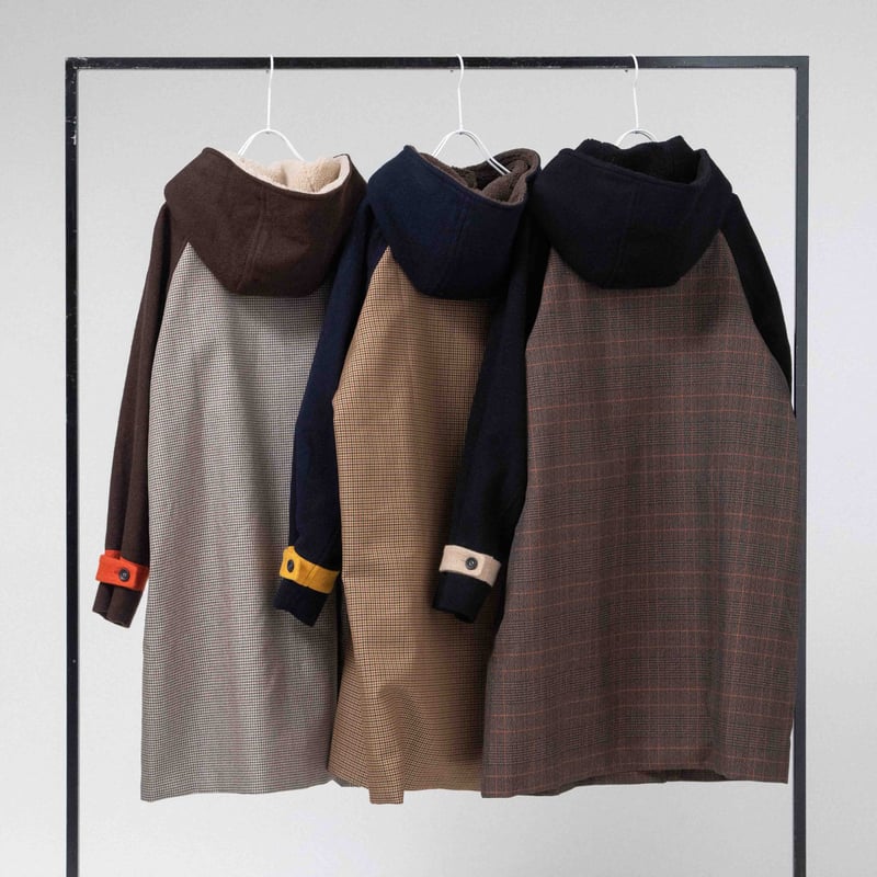 B子 チェック×ソフトメルトン ロングコート 【BB55-208】 | BLANC basque