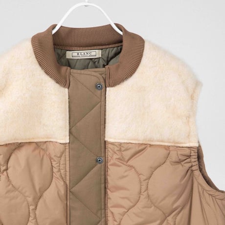 KNIT×キルティング ロングベスト　【BB55-714】