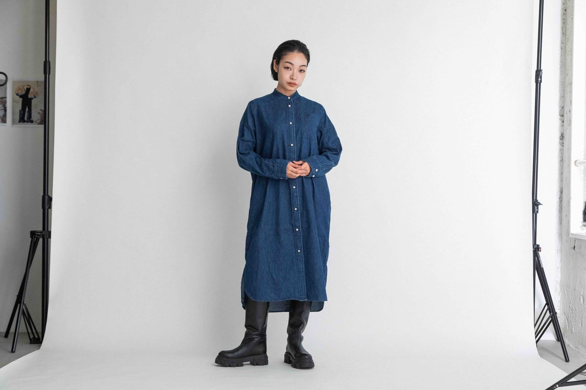 エムズグレイシー★美品★パールボタンデニムワンピース★インディゴブルー パールボタンデニムワンピース | msgracy
