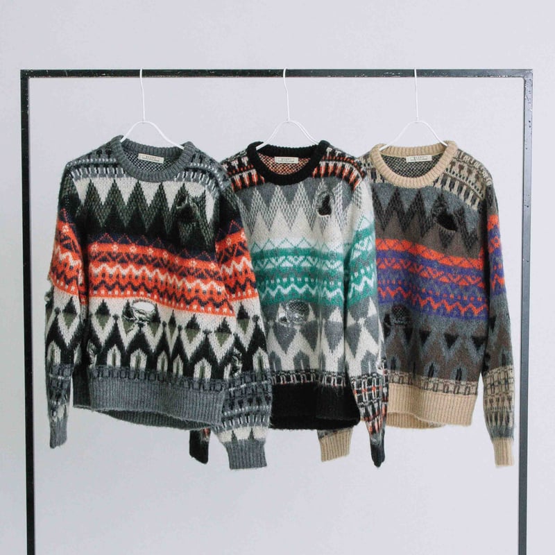 フェアアイルダメージ加工ニット【BB56-722】 | BLANC basque