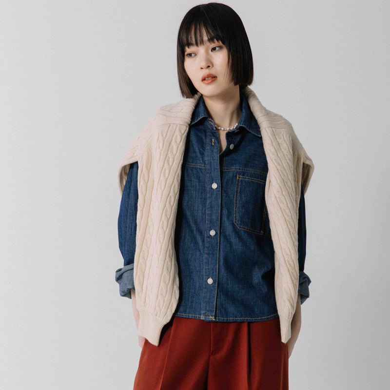 パールボタンケーブルニットカーディガン【BB54-709】 | BLANC basque