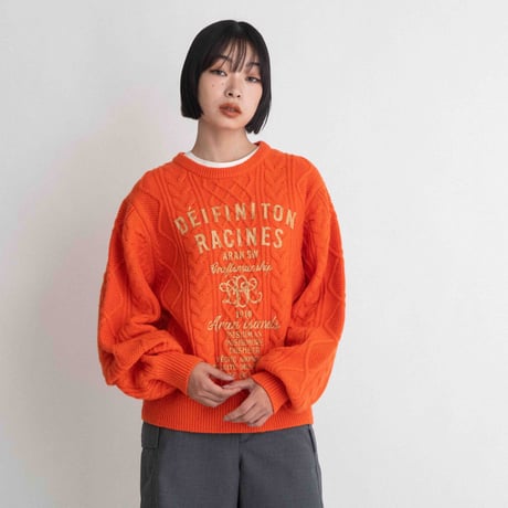 プリントクルーネックカラーニット【BB55-717】