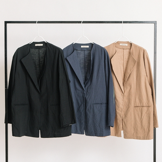 BLANC basque ノーカラージャケット クリーム色 快適Fashion - BLANC basque ノーカラージャケット クリーム色