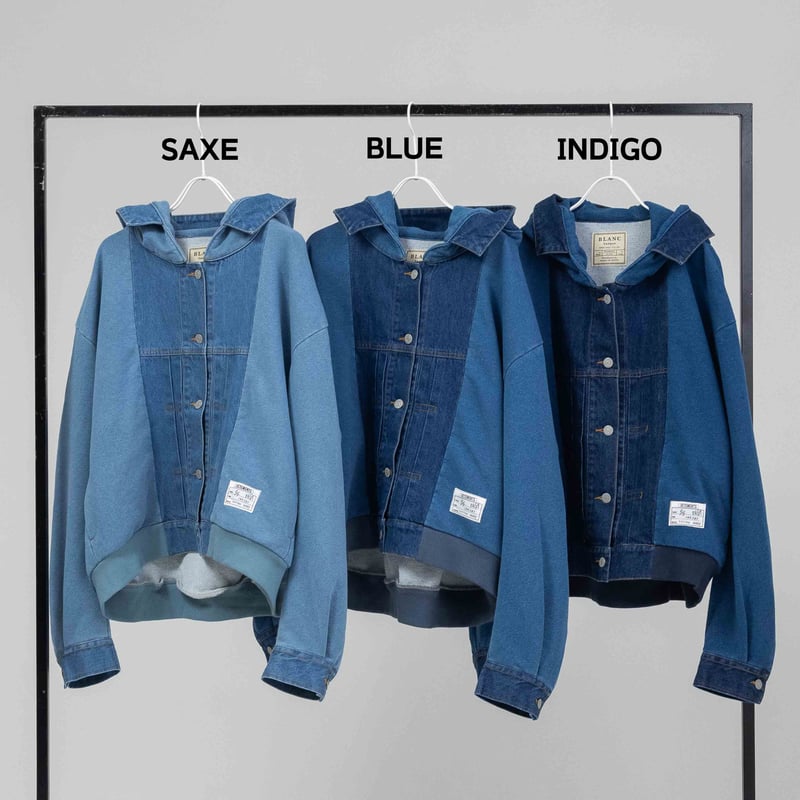 デニム×デニム裏毛ZIPUPパーカー【BB61-503】 | BLANC basque