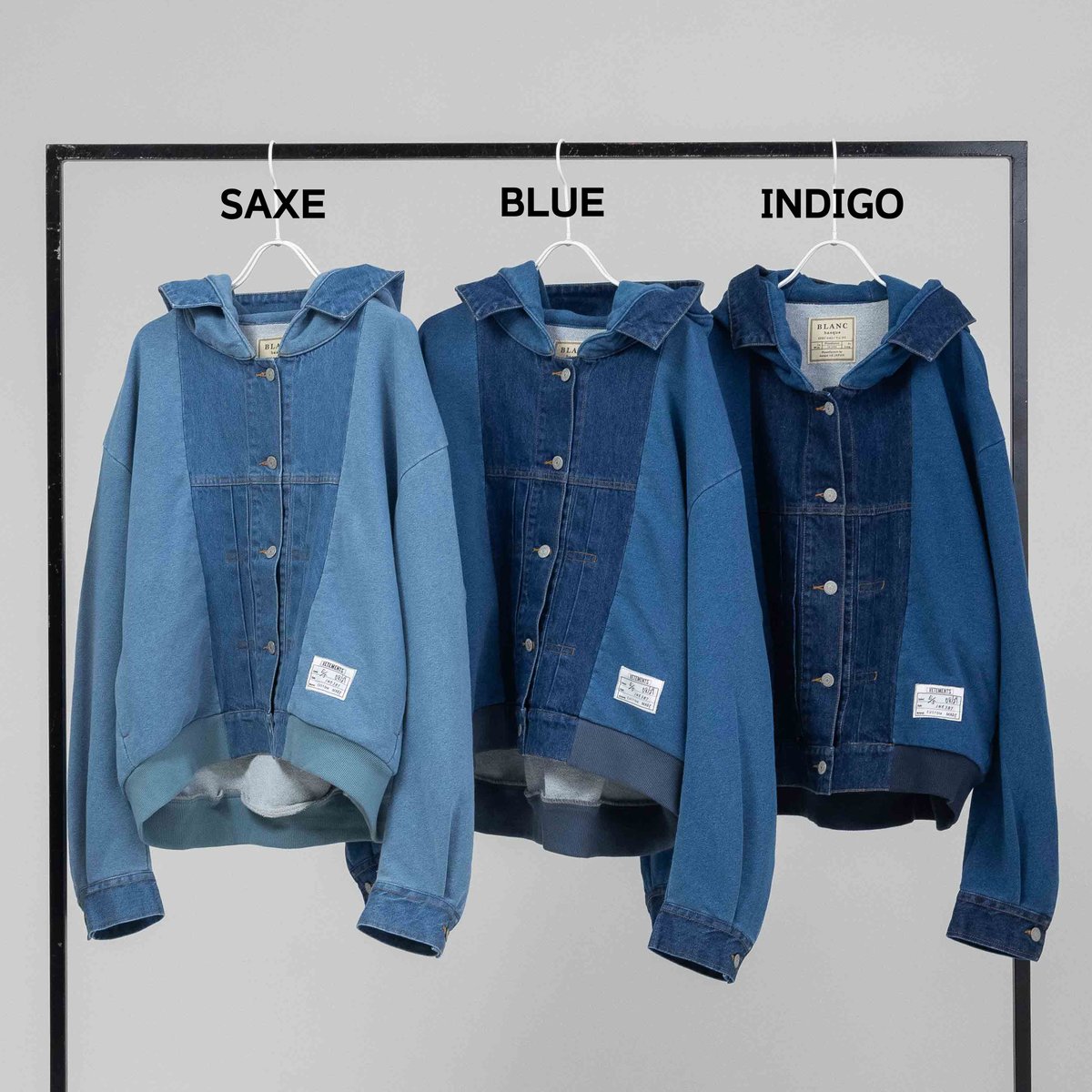 デニム×デニム裏毛ZIPUPパーカー【BB61-503】 | BLANC basque