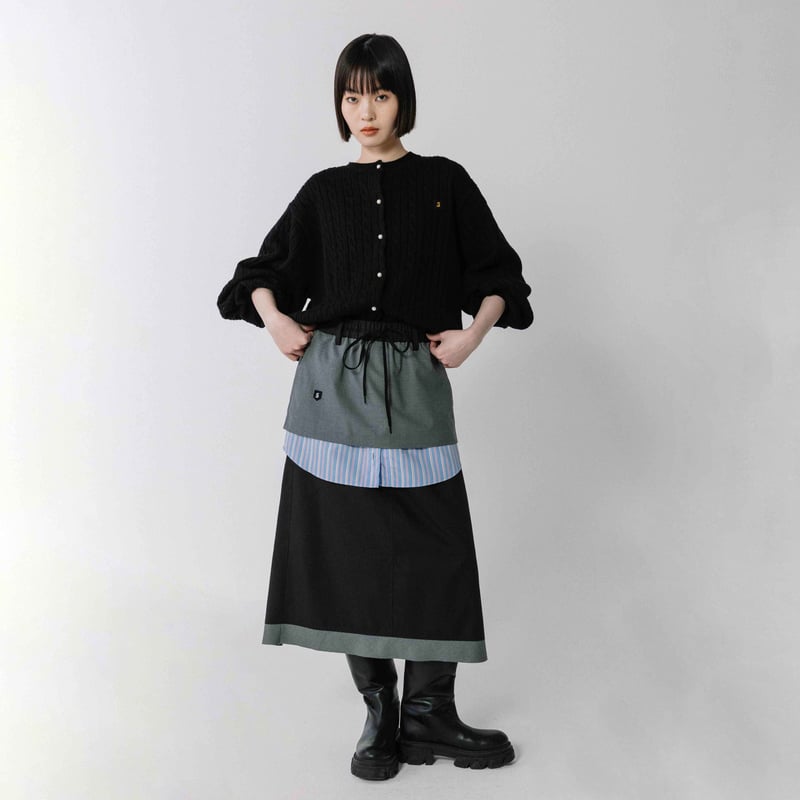 異素材ドッキングスカート【BB54-601】 | BLANC basque