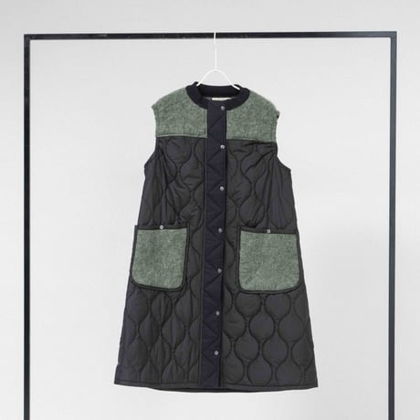 KNIT×キルティング ロングベスト　【BB55-714】