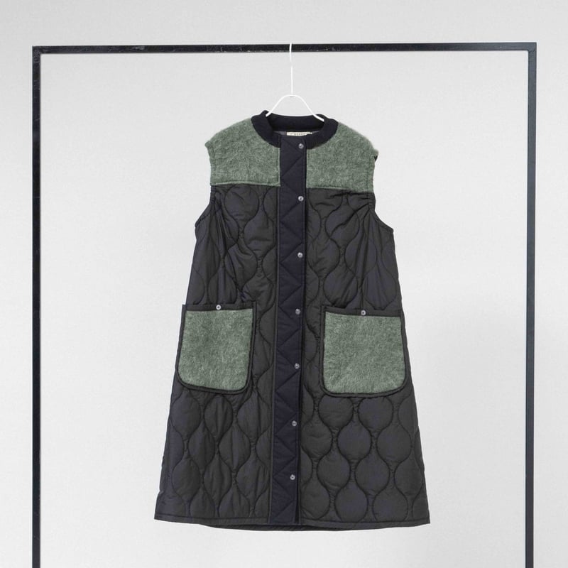 KNIT×キルティング ロングベスト 【BB55-714】 | BLANC basque