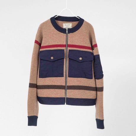 ナイロンツイル×KNIT ZIPブルゾン【BB55-715】