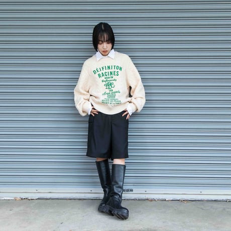 プリントクルーネックカラーニット【BB55-717】