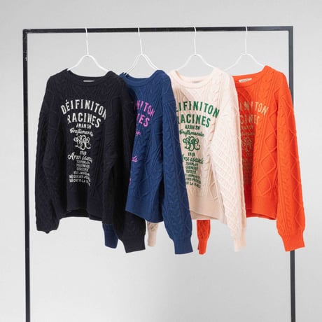 プリントクルーネックカラーニット【BB55-717】