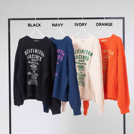 プリントクルーネックカラーニット【BB55-717】