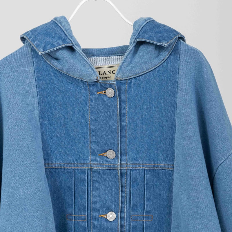デニム×デニム裏毛ZIPUPパーカー【BB61-503】 | BLANC basque