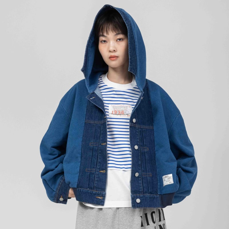 デニム×デニム裏毛ZIPUPパーカー【BB61-503】 | BLANC basque