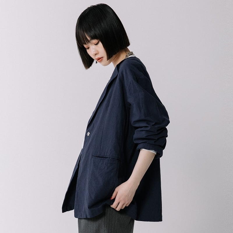 コットンリネンノーカラージャケット【BB57-205】 | BLANC basque