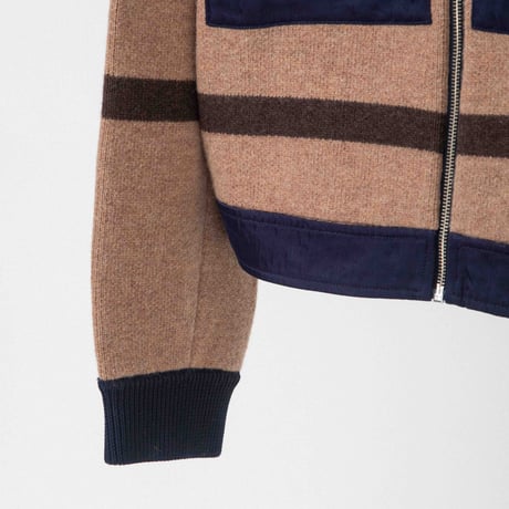 ナイロンツイル×KNIT ZIPブルゾン【BB55-715】
