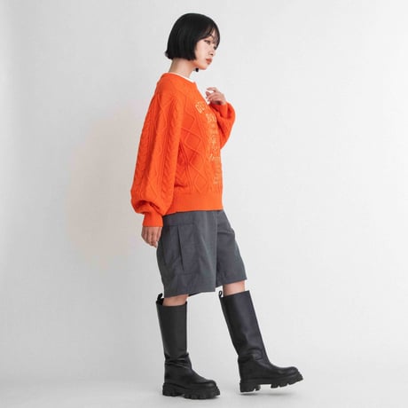 プリントクルーネックカラーニット【BB55-717】