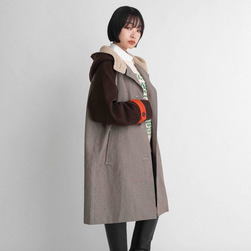 チェック×ソフトメルトン ロングコート 【BB55-208】 | BLANC basque