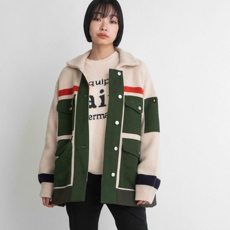 ナイロンツイルハーフ丈衿付きニットコート 【BB55-716】 | BLANC basque