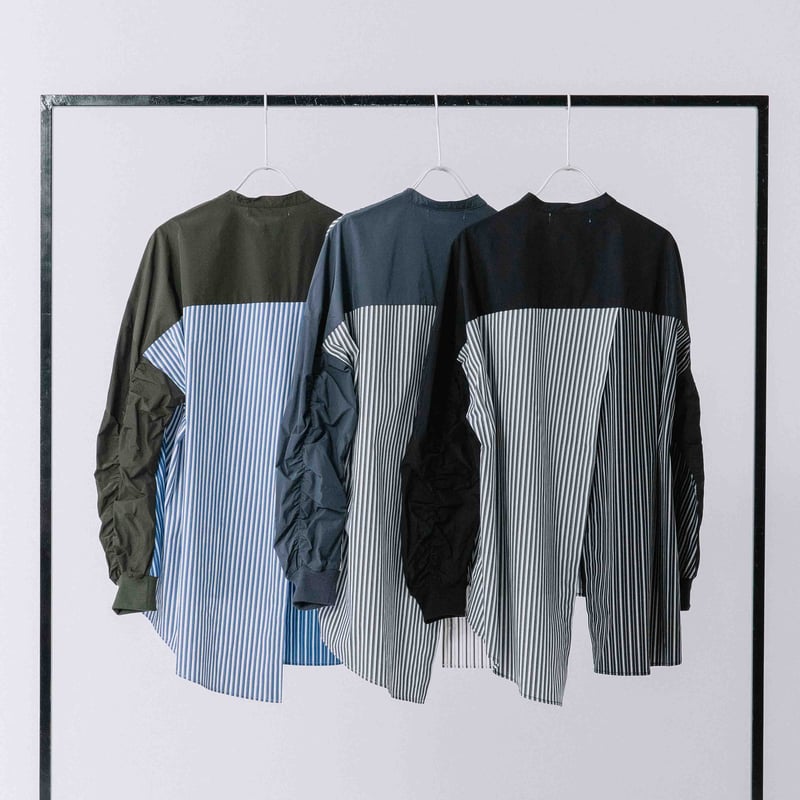 未使用品 BLANC basque 異素材 切替え ドッキング シャツ ビジュー 未使用品 BLANC basque 異素材 切替え ドッキング シャツ