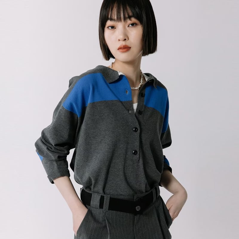 コットンラインニットプルオーバーシャツ【BB57-711】 | BLANC basque