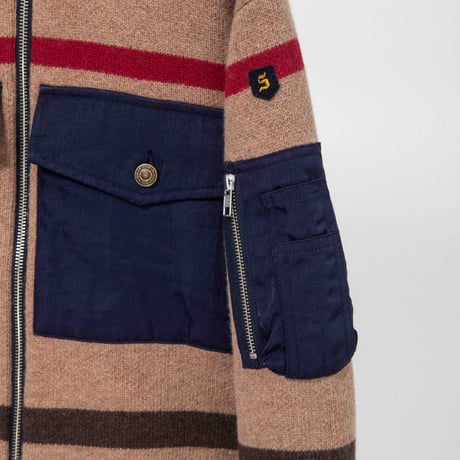 ナイロンツイル×KNIT ZIPブルゾン【BB55-715】