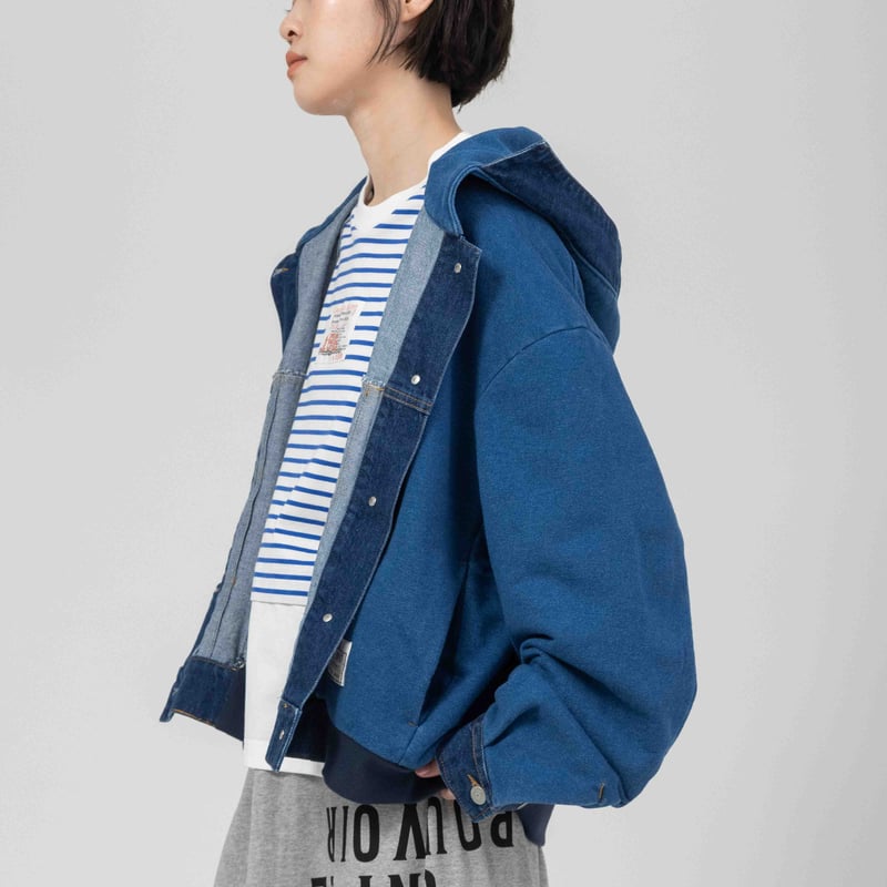 デニム×デニム裏毛ZIPUPパーカー【BB61-503】 | BLANC basque