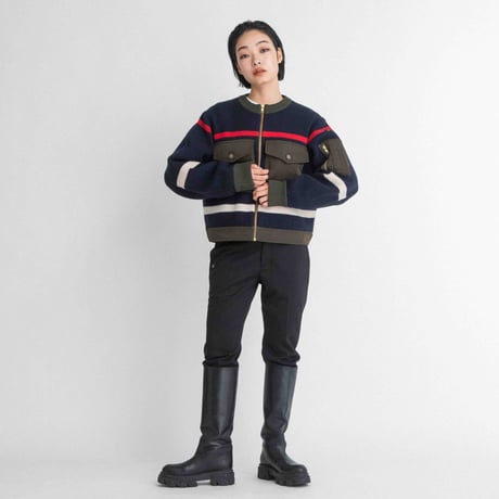 ナイロンツイル×KNIT ZIPブルゾン【BB55-715】