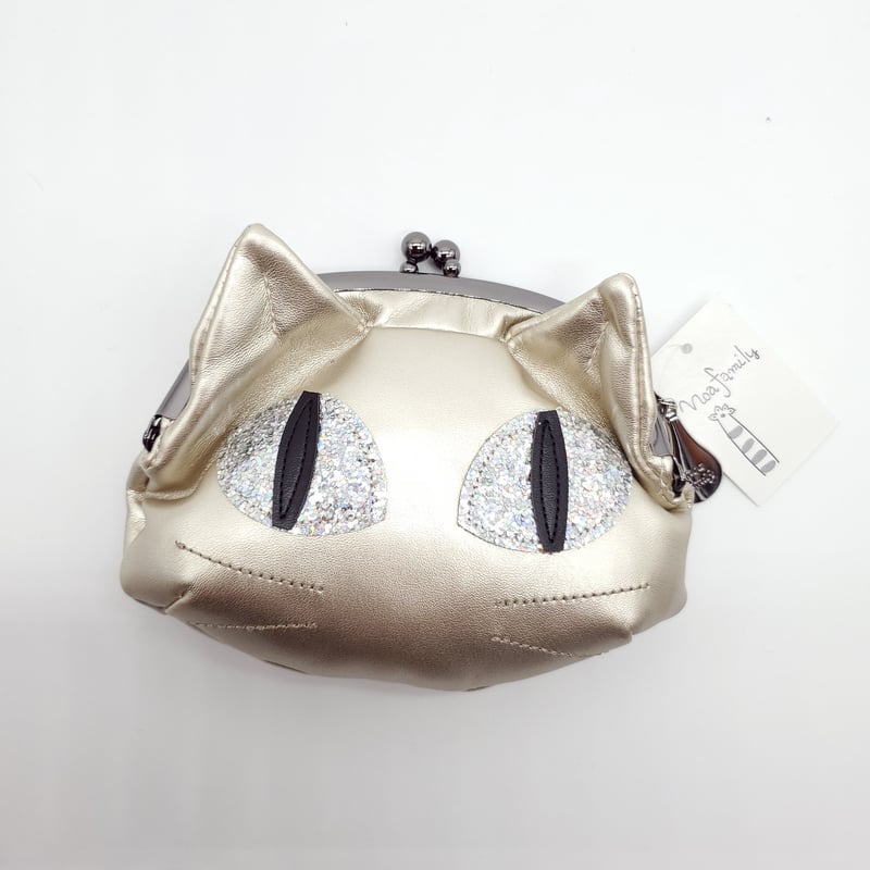 ノアファミリー】キラネコフェイスがま口 シャンパンゴールド | いもね