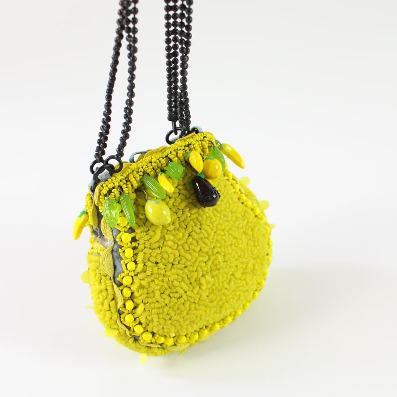 Jamin Puech Paris】レモンイエロー色 オールスパンコール ミニ Jamin Puech Paris】レモンイエロー色 オールスパンコール ミニ