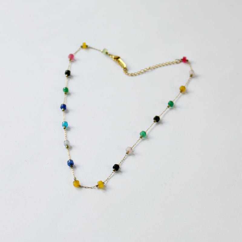 Vintage - k18 multi stone necklace マルチカラーチョーカーネ