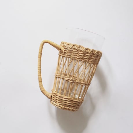 rattan glass mug cup