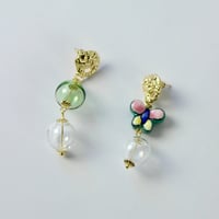 Vintage - ball earrings グリーン スタッド ピアス