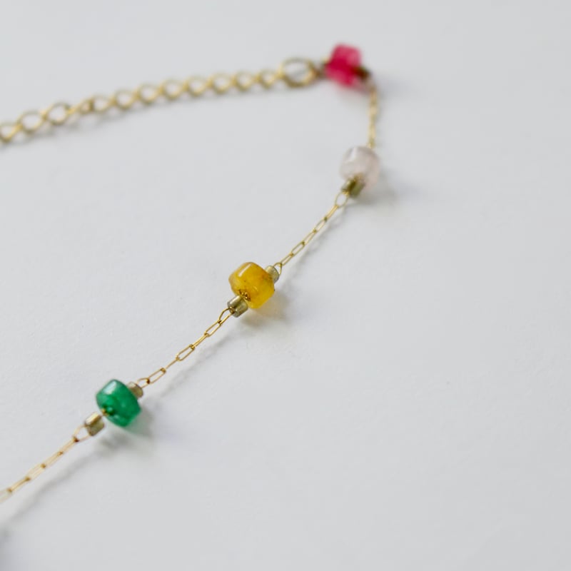 Vintage - k18 multi stone necklace マルチカラーチョーカーネ