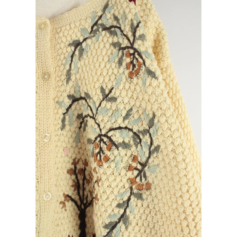 ヴィンテージ  ニットカーディガン 刺繍 古着 vintage 90s～ OTTO collection デコレーション ビーズ 刺繍 デザイン ニット