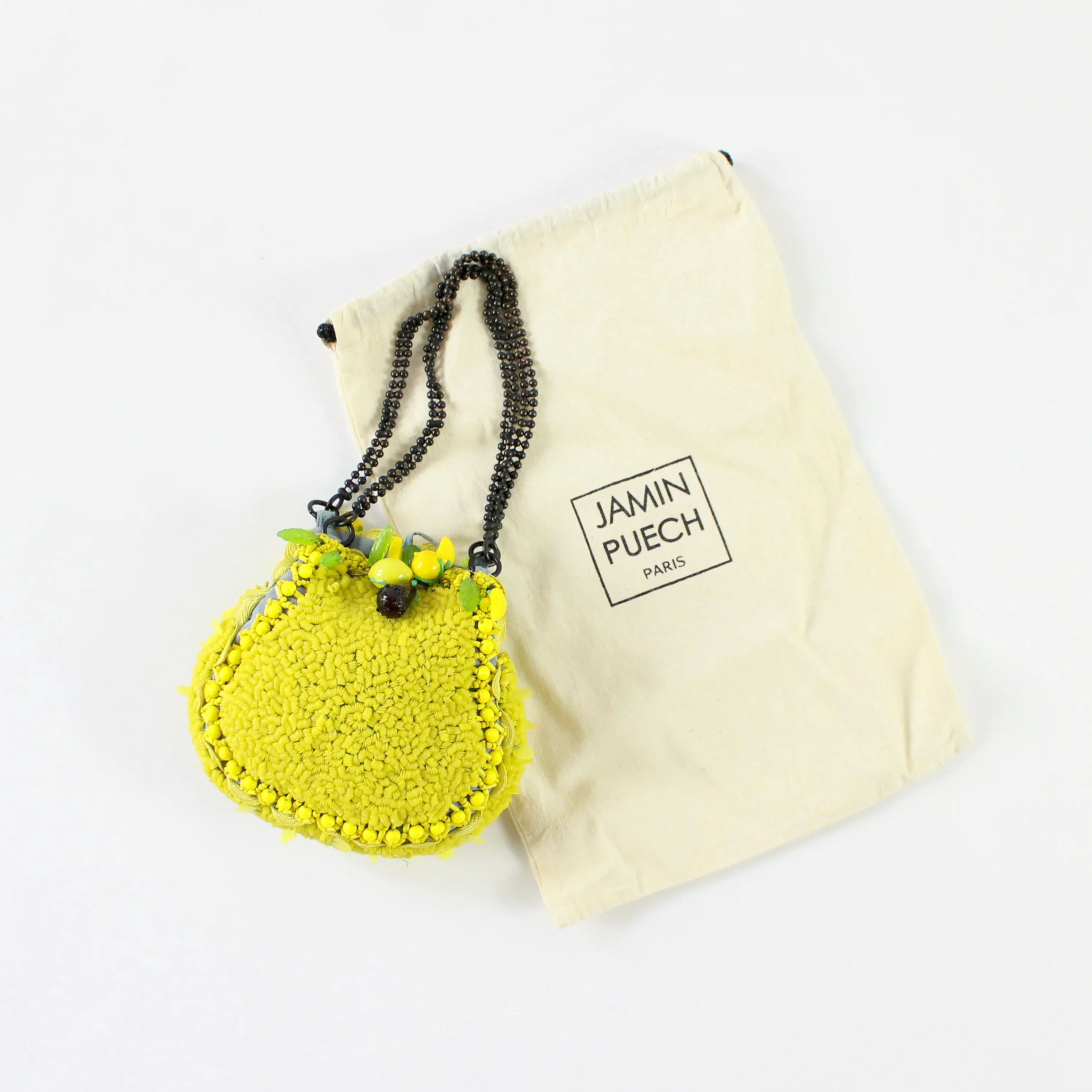 JAMIN PUECH ハンドバッグ イエロー スパンコール Jamin Puech Paris】レモンイエロー色 オールスパンコール ミニサイズ