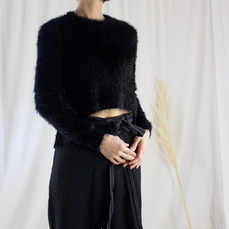 2colors-mohair short side strap sweater