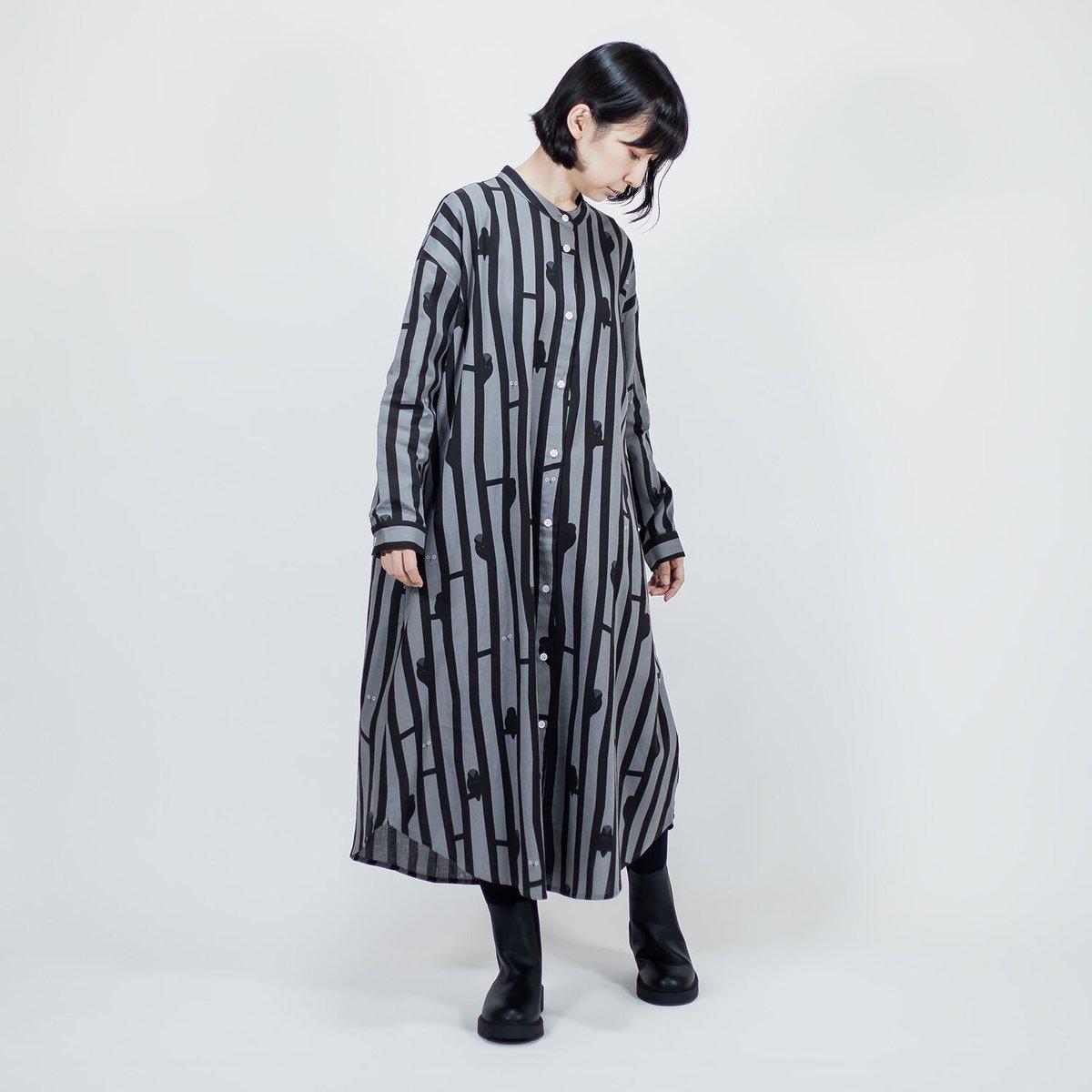 オオカミとフクロウ 日曜日のフランボワーズ ロング シャツ ワンピース チェック fit=scale-down,w=1200