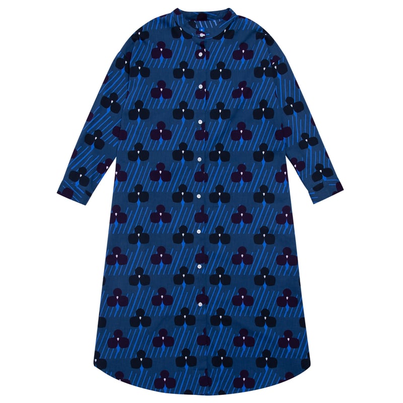 長袖シャツワンピース 杜若（紺） | 青衣 あをごろも