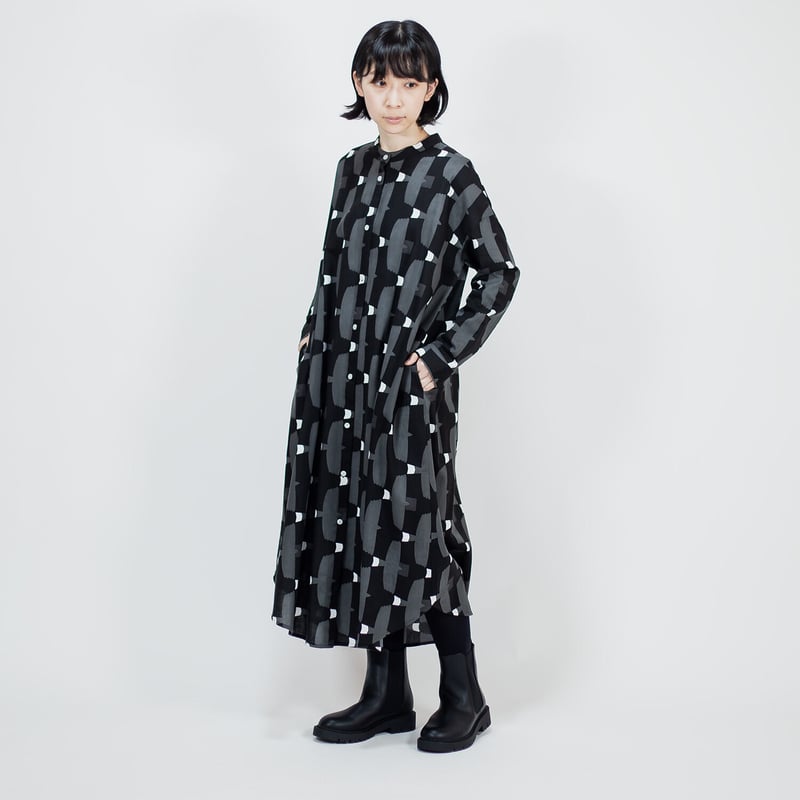 denier (デニール) シャツワンピ ワンピース 黒 長袖シャツワンピース とんびに油揚げ（黒） | 青衣 あをごろも