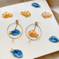 カクレクマノミとナンヨウハギのフープピアス イヤリング