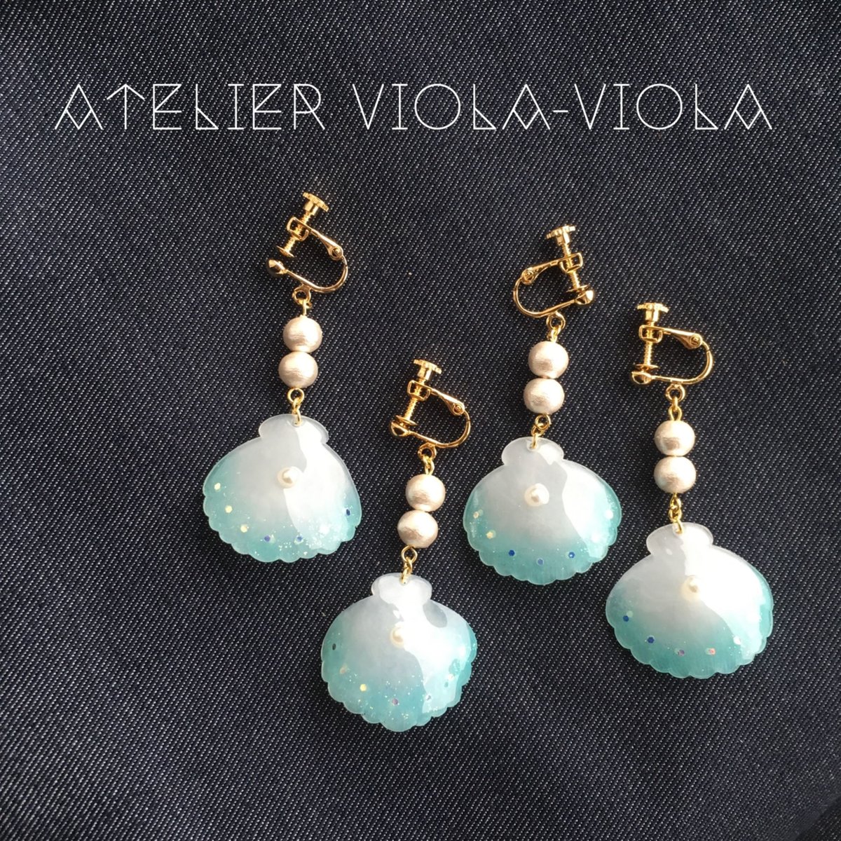 海の宝石＊貝殻ピアス・イヤリング | viola-viola