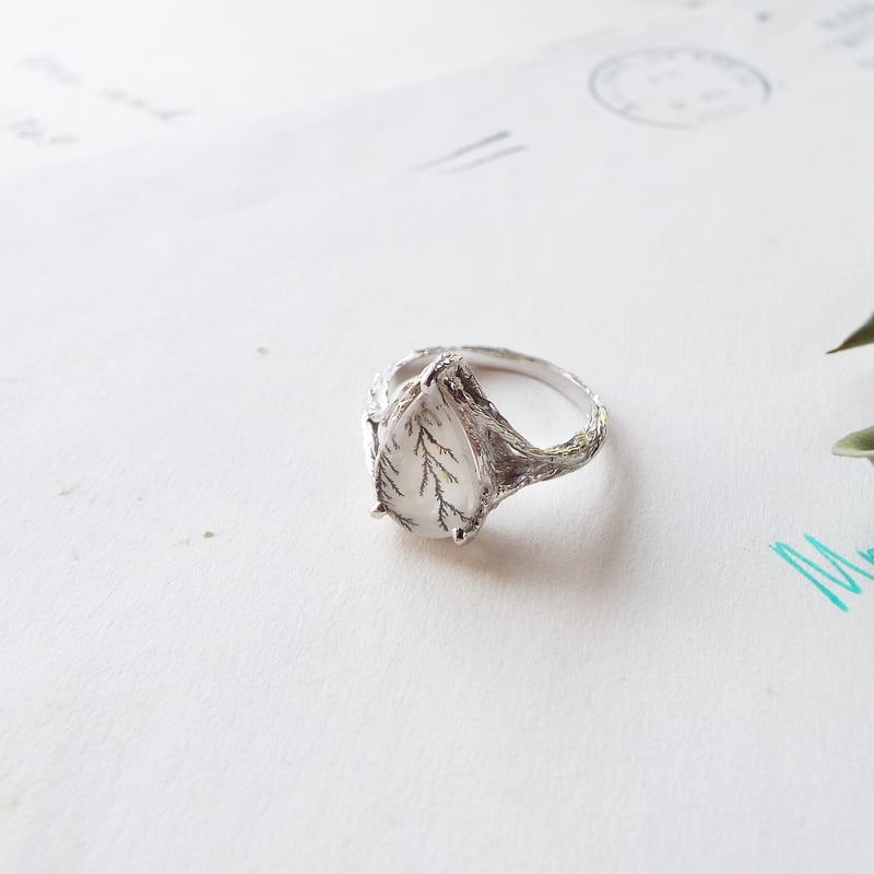 天然石　デンドリックチッククォーツ　ルース　天然石リング デンドリティッククォーツのリング（柳） | Namikata