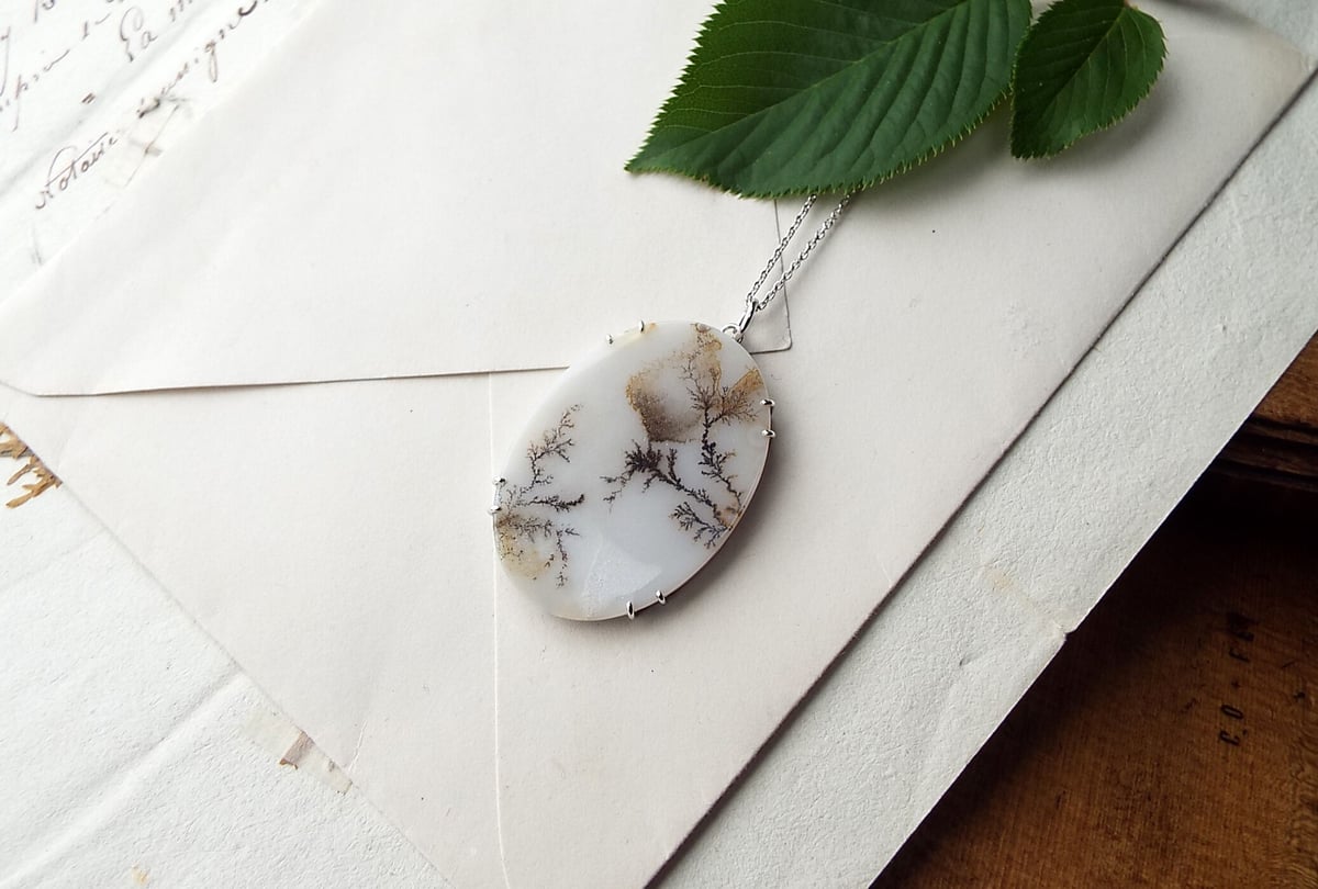 天然石  デンドリティックアゲートのペンダントトップ  190104-7 天然石 デンドリティックアゲートのペンダントトップ 190104-7