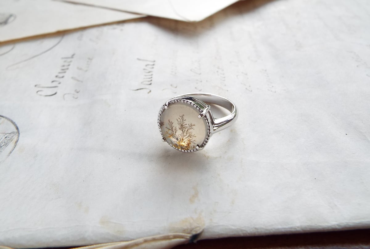 アンティーク　リング　アゲート デンドリックアゲートリング (アーム：ヤスリ仕上) | 一点物