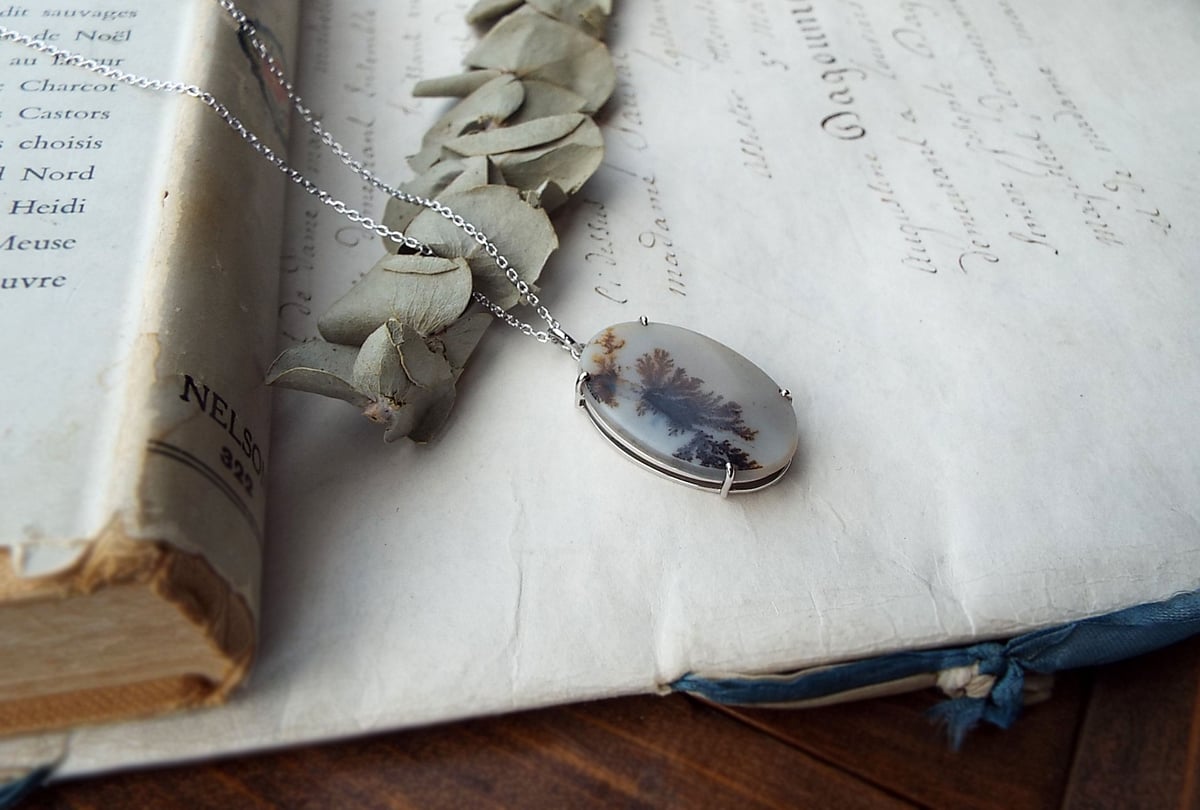 天然石  デンドリティックアゲートのペンダントトップ  190104-7 天然石 デンドリティックアゲートのペンダントトップ 190104-7