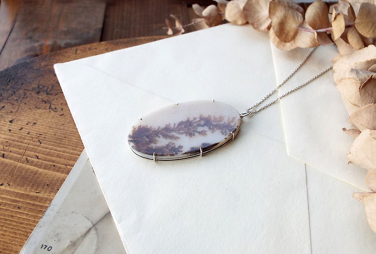 デンドリティックアゲート 天然石 ペンダント 置物 F14001 デンドリティック アゲート 女神巻きペンダントトップ Dendritic