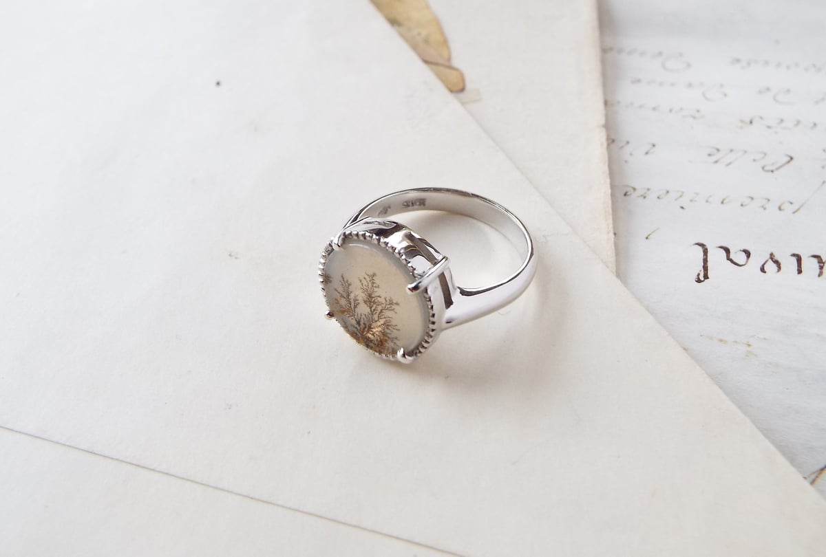 デンドリティック アゲート シルバー 12号  指輪 リング インクルージョン デンドリティック アゲート シルバー 12号 指輪 リング