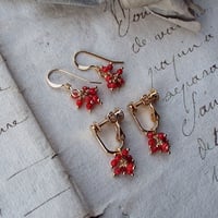 赤サンゴのピアス・イヤリング（クラスター）