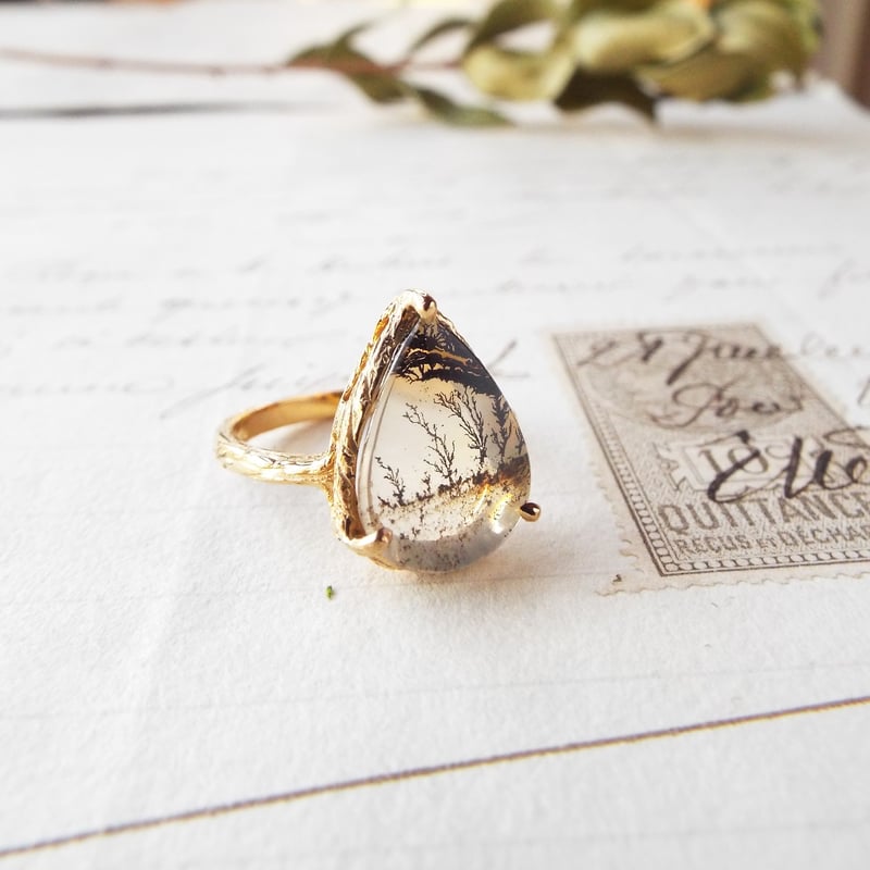 【高品質】デンドリティッククォーツのリング デンドリティッククォーツのリング（花氷） | Namikata